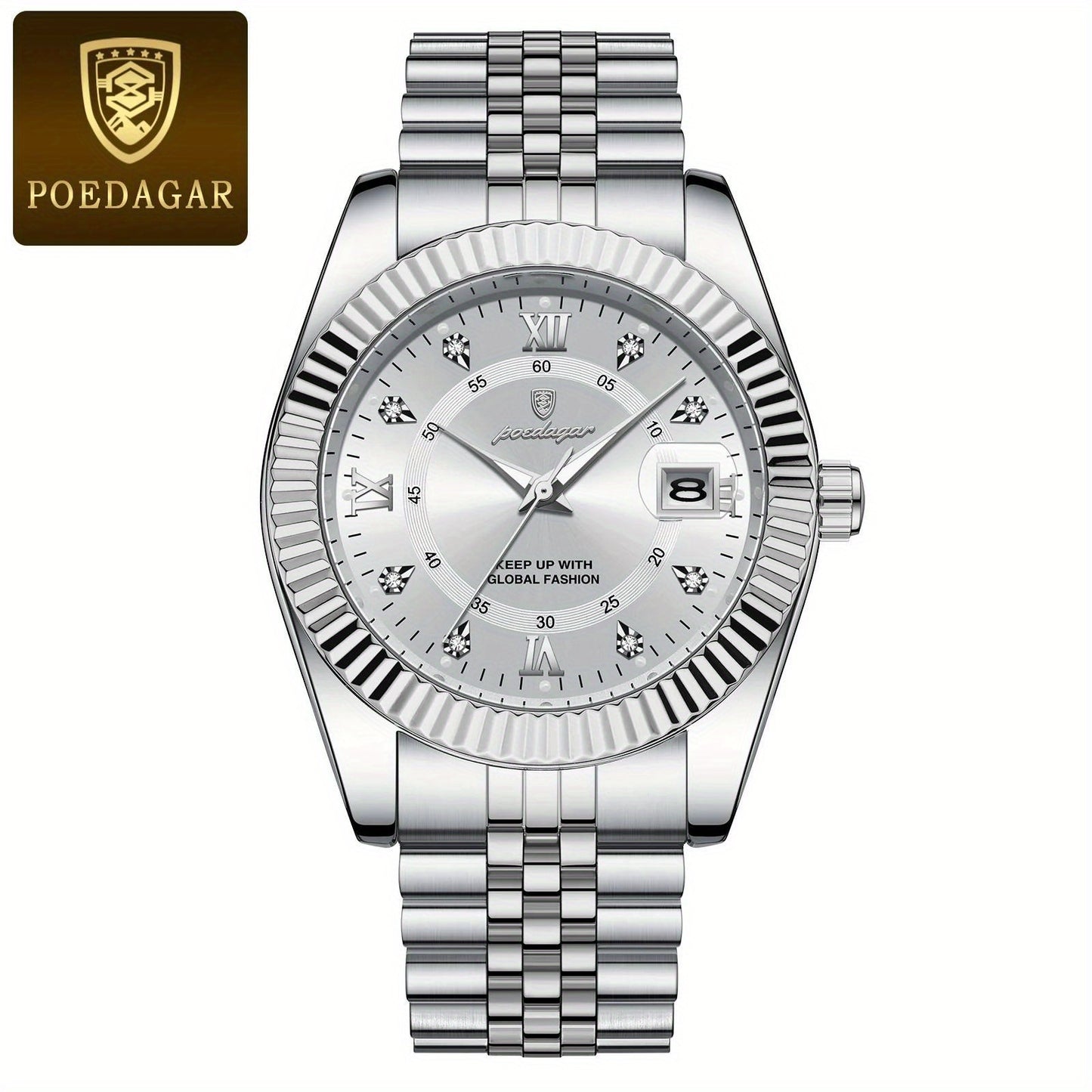 POEDAGAR Men's And Women's Calendar Luxury Sports Watch Waterproof Luminous Date Men's And Women's Watch Quartz Stainless Steel Men's And Women's Brand Watch