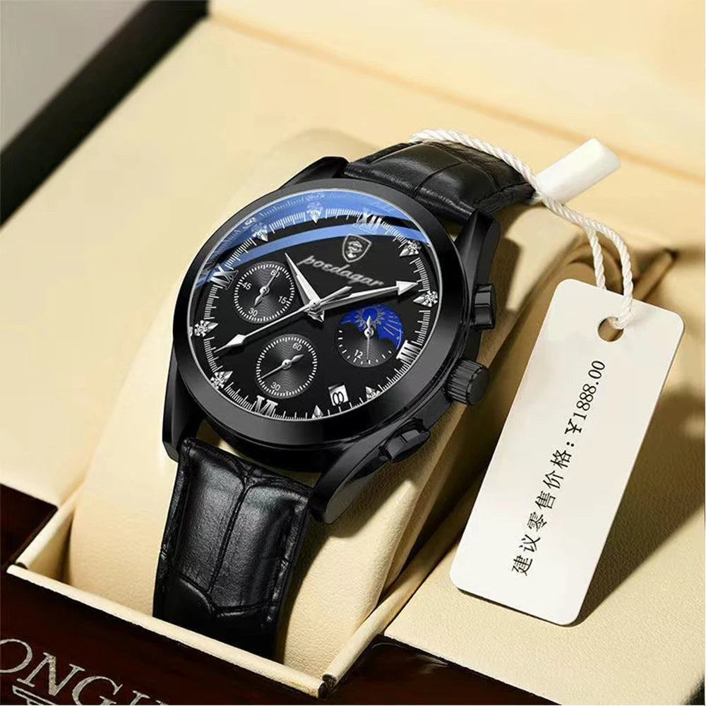 POEDAGAR Fashion Date Quartz Men Watches Top Brand Luxury Male Clock Sport Mens Wristwatch Fashion Waterproof Luminous Man Watch