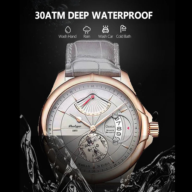 POEDAGAR Casual Quartz Men Watches Luxury Brand Business Calendar Leather Sport Wrist Watch Male Waterproof Gifts Clock Relógios