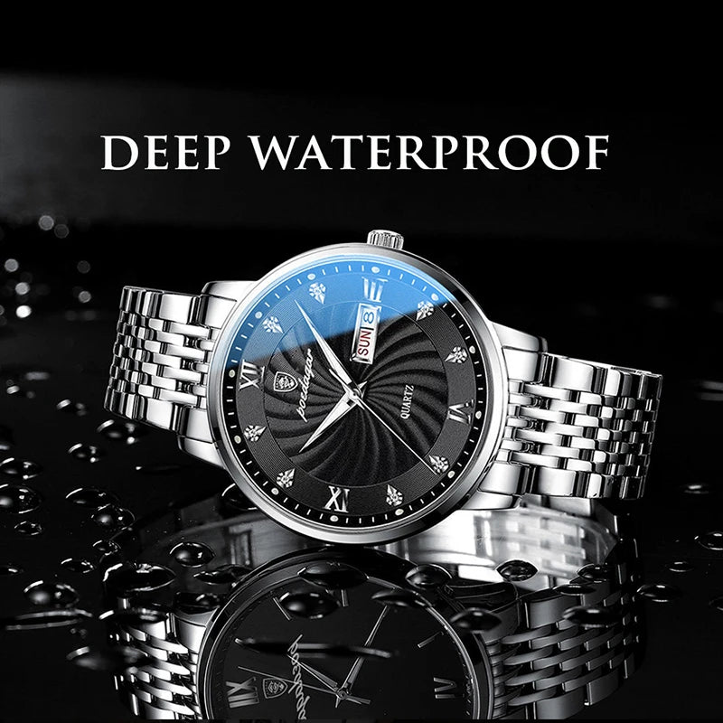 POEDAGAR Ultra Thin Watches For Men Luxury Brand Waterproof Sports Quartz Wrist Watch Business Stainless Steel Luminous Man 2023